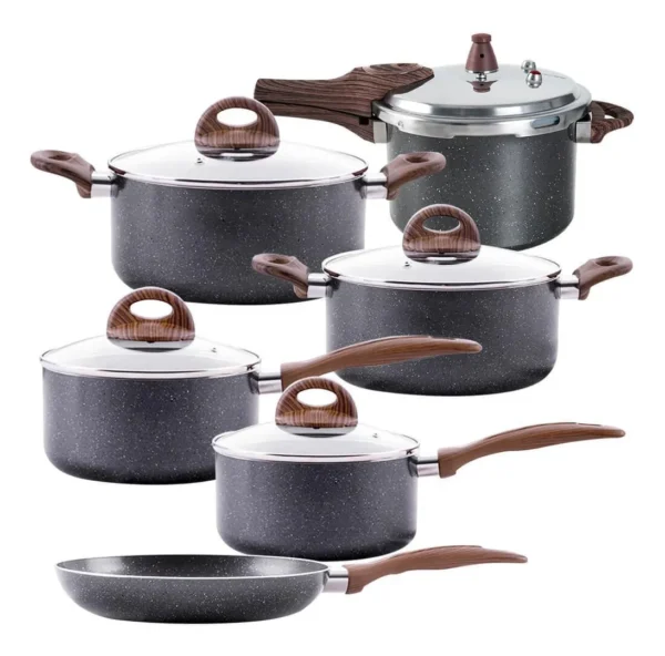 Panelas Indução E Panela Pressão Granito 6 Peças Brinox