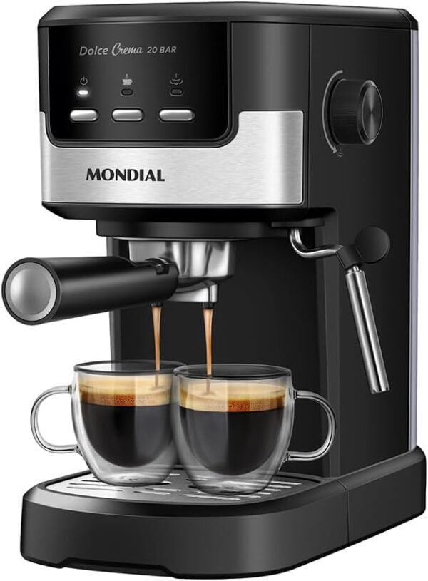 Cafeteira Espresso Dolce Crema 20 Bar, Mondial, Preto/Inox